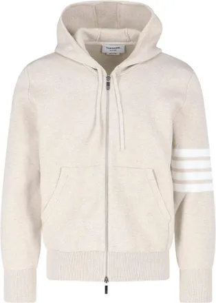 Thom Browne Beige 4-Bar Zip-Up Cotton Hoodie