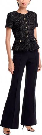 Self Portrait Boucl&eacute; Metallic Tinsel Jumpsuit In Black