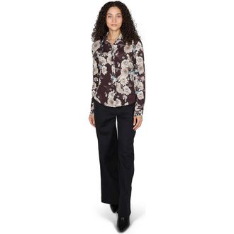 Lords of Harlech Stephanie Stretch Knit Shirt in Serious Floral Black at Nordstrom, Size Xx-Large