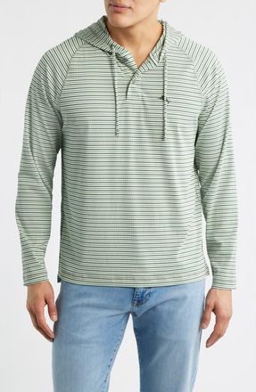 Tommy Bahama Starboard Shores Stripe Seersucker Hoodie in Baytree at Nordstrom, Size Xxx-Large