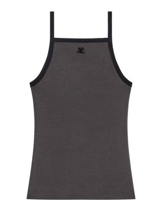 Courr&egrave;ges Dark Grey Square Neck Fitted Tank Top
