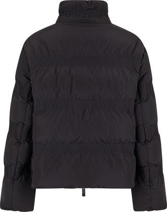 Moncler Womens Short Ruffled Down Jacket Ravignan Black Polyester Puffer