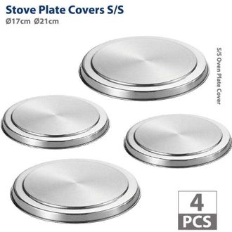 OEM Protezione Per Piano Cottura Elettrico, Coprifornello In Acciaio, Set Da 4, Acciaio Inox, &Oslash;16 E 20 Cm, Opaco