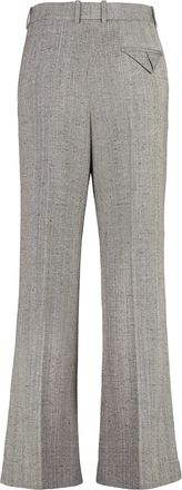 Bottega Veneta Womens Gray Viscose-Silk Flared Trousers