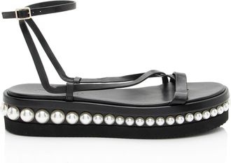 Jimmy Choo London Leather Pearl Pine Platform Sandals