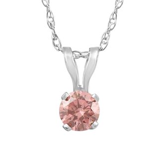 Pompeii3 1/5 Ct Pink Diamond Lab Grown Solitaire Pendant 14k White Gold 18 Necklace