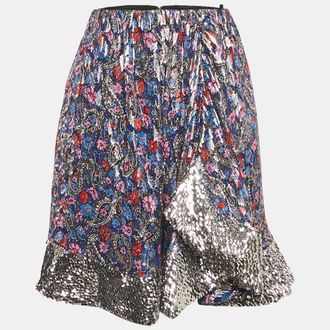 Isabel Marant Blue Sequin Hem Brocade Mini Skirt