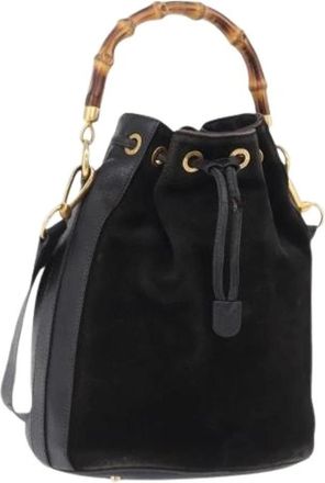 Gucci Pre-owned Suede Bucket Bag - Pre-owned - Mujer - Negro - ONE SIZE