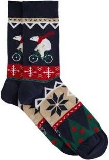 WE Fashion sokken met all over print donkerblauw