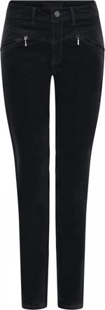 C.Ro Velvet Macy Navy Broek met Ritsdetails - Dames - Slim Fit Broeken - Zwart - S - Katoen - Broeken
