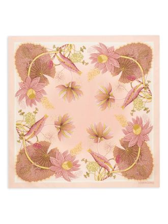 Ferragamo water lilies print silk scarf - women - Silk - One Size - Pink
