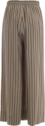 Liu Jo Womens Wide Leg Trousers Ryon Righe Green-Tobacco Stripe Viscose Green/tobacco