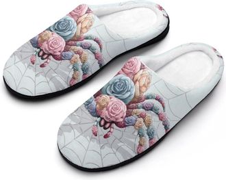Generic Spider Rose Mens Slippers Comfortable And Non-slip Cotton Slipper Shoe for House