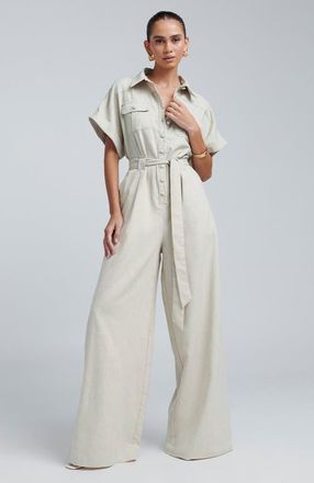 BWLDR Ara Linen Jumpsuit in Oat at Nordstrom, Size 10