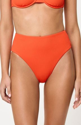 L*Space Soleil High Waist Rib Bikini Bottoms in Poppy at Nordstrom, Size X-Large
