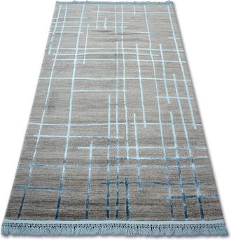 RugsX Rugsx - Alfombra Acr&iacute;lica Manyas 191aa Franjas Gris/azul Blue 80x150 Cm