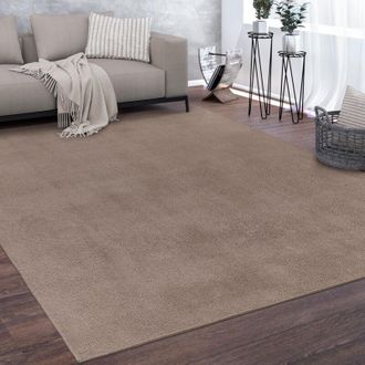 Paco Home Paco Home Alfombra Sal&oacute;n Pelo Corto Lavable Monocolor Moderna Suave Taupe 300x400 Cm