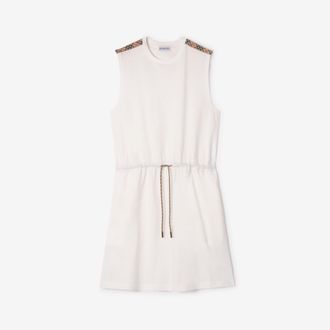 Burberry Check Trim Cotton Jersey Dress