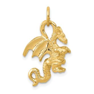Diamond2Deal 10k Yellow Gold Solid Polished 3-Dimensional Dragon Charm Pendant