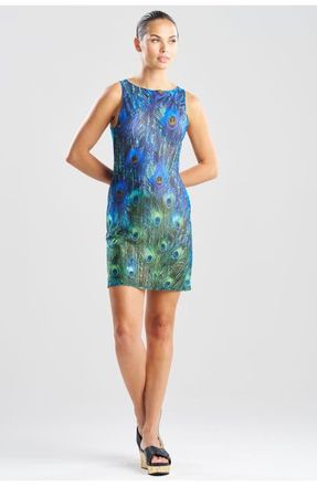Natori Peacock Mesh Mini Dress in Teal at Nordstrom, Size Small