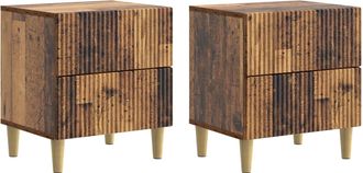 vidaXL Armario De Noche 2 Uds. Madera Envejecida 43 X 34,5 X 48 Cm Vidaxl