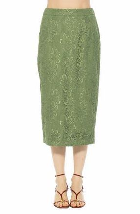 Alexia Admor Taye Lace Midi Pencil Skirt in Green at Nordstrom Rack, Size 10