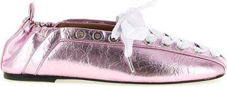 Ganni Schoenen, Dames, Roze, 37 EU, Leer, Ballerinas met Vetersluiting