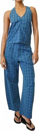 LnA Cross Creek Plaid Pant In Vintage Blue
