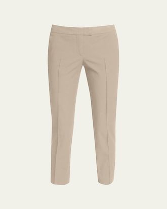 Akris Frankie Straight-Leg Cotton-Stretch Cropped Pants
