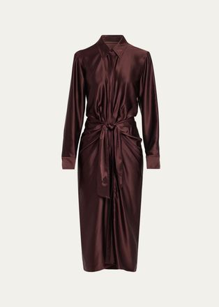 A.L.C. Mila Stretch Silk Midi Shirtdress