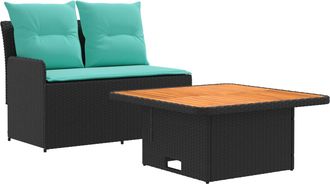 vidaXL Sof&aacute; De Jard&iacute;n Con Reposabrazos Y Mesa Elevable 2 Pieza Vidaxl