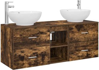 vidaXL Juego De Muebles De Ba&ntilde;o 3 Uds. Roble Ahumado Vidaxl