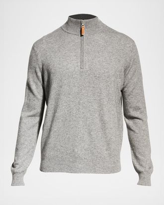 Neiman Marcus Men & apos;s Wool-Cashmere 1/4-Zip Sweater