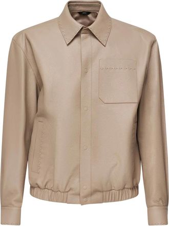 Fendi Giacca-camicia in pelle - Toni neutri