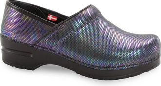 Sanita Womens Avon Iridescent Embossed Slip On Clogs In Black