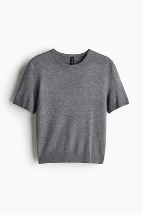 H&M T-Shirt aus Feinstrick - Grau