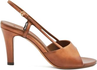 Miu Miu 85 mm leren slingback sandalen - Bruin