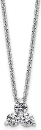 Diamond2Deal 14K Gold 3/8 Ct Lab Grown Diamond Three Stone Necklace 18 Clarity VS, Color D-E