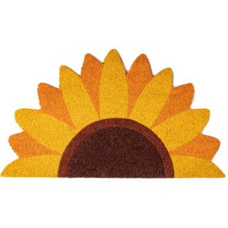 Fisura Zerbino dingresso con forma. Originale zerbino in cocco con base antiscivolo in PVC. Misure: 70 x 40 cm. (Girasole, giallo)
