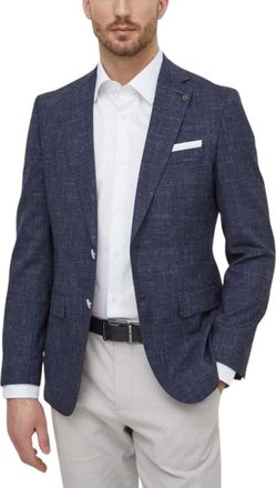 HUGO BOSS Enkelrijdige Blazer - Heren - Blazers - Blauw - 2XL - Leer - Jassen