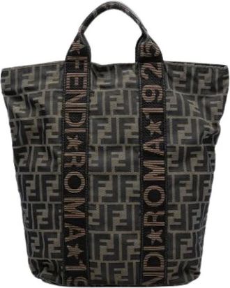 Fendi Pre-owned Tote Bags, female, Brown, Size: ONE SIZE Pre-owned Canvas Tote
