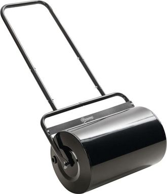 OUTSUNNY Rodillo Para C&eacute;sped Ancho 58cm &Oslash;32cm Rodillo De C&eacute;sped De 38l Relleno De Arena O Agua Con Mango En U Para Jard&iacute;n Granja Negro - Outsunny