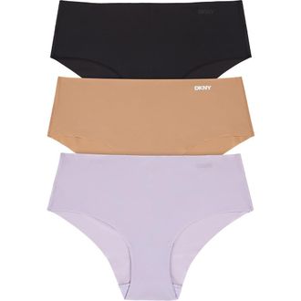 DKNY Litewear Cut Anywhere Assorted 3-Pack Hipster Briefs in Black/glow/Lavender Fields at Nordstrom, Size X-Large