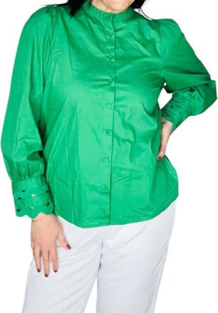Sugarlips Womens Ziana Button Down Blouse In Kelly Green