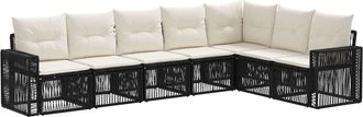 vidaXL Conjunto De Sof&aacute;s De Jard&iacute;n 7 Uds. Negro Y Blanco Crema Vidaxl