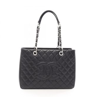 Chanel Black Grained Calfskin Handbag Tote Bag (Pre-Owned)