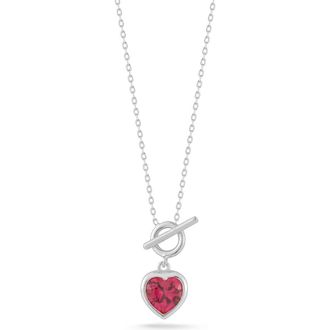 Sphera Milano Cubic Zirconia Heart Toggle Pendant Necklace in Silver/Red at Nordstrom Rack
