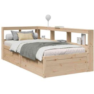 vidaXL Cama Con Estanter&iacute;a Sin Colch&oacute;n Madera Maciza De Pino 75x190 Cm Vidaxl