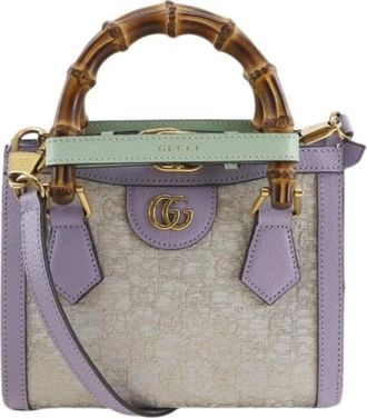 Gucci Pre-owned Diana Small Nishijin Leder 2way Handtas - Dames - Vintage Mini Tas - Paars - ONE Size - Leer - Vintage