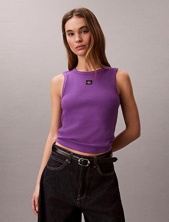 Calvin Klein Geweven geribbelde tanktop met monologo